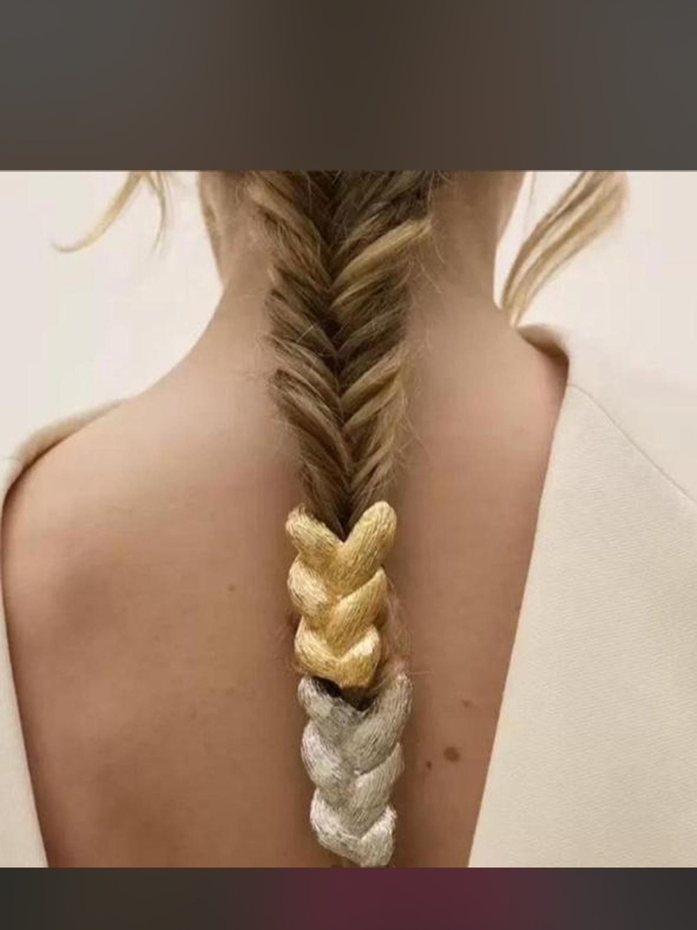 Braided Hair Accessory - Metallic Gold and Silver Accent